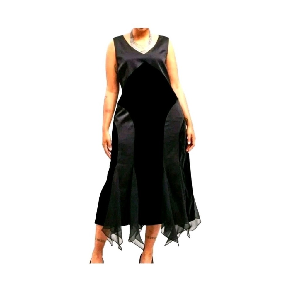 Marina Rinaldi "DAMASCO" Velvet Satin Midi Dress 24W (33) $1495